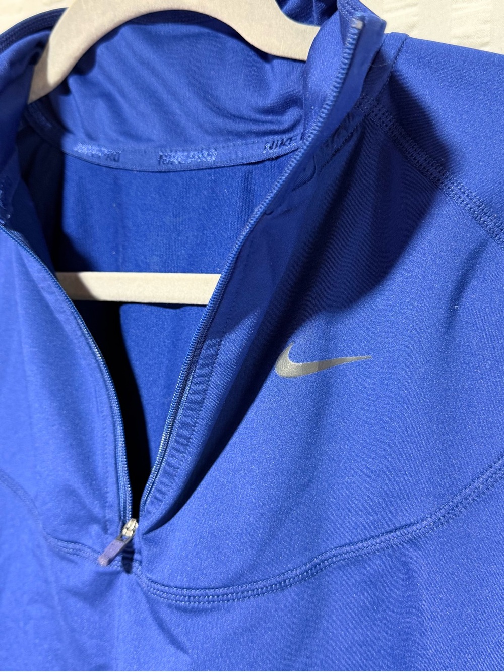 Nike Blue Quarter-Zip Pullover with Silver Swoosh
